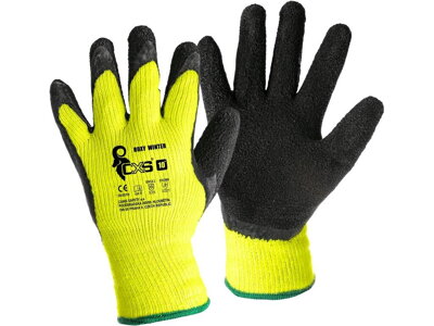 RUKAVICE CXS ROXY WINTER, ZIMNÉ, MÁČANÉ V LATEXE, ČIERNO-ŽLTÉ