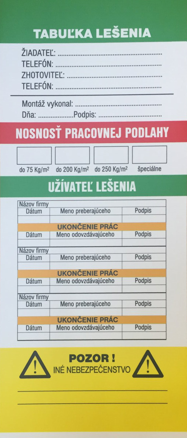 Tabuľka "Lešenie " vkladacia s textom 