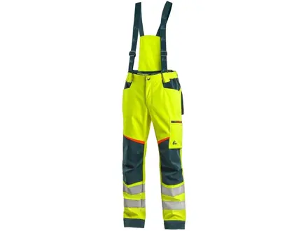 Nohavice CXS BEDFORD, výstražné, pánske, softshell, žlto-petrolová
