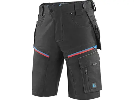 Kraťasy CXS LEONIS, pánske, čierne s modro/červenými doplnkami