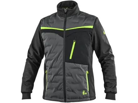 Bunda CXS NAOS, hybrid, pánska, šedo-čierna, HV žlté doplnky, veľ. S