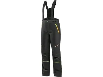 Kalhoty CXS TRENTON, zimné softshell, detské, čierne s HV žlto/oranžové doplnky