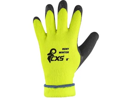 RUKAVICE CXS ROXY WINTER, ZIMNÉ, MÁČANÉ V LATEXU, ČIERNO-ŽLTÉ