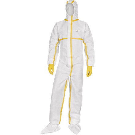 Kombinéza s elastickou kapucňou DT216, biela