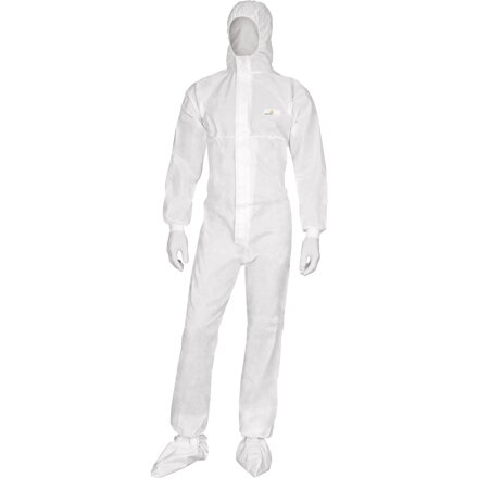 Kombinéza s elastickou kapucňou DT221, biela