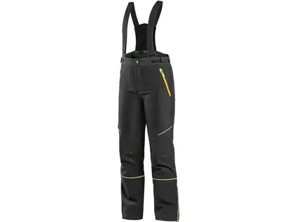Kalhoty CXS TRENTON, zimné softshell, detské, čierne s HV žlto/oranžové doplnky