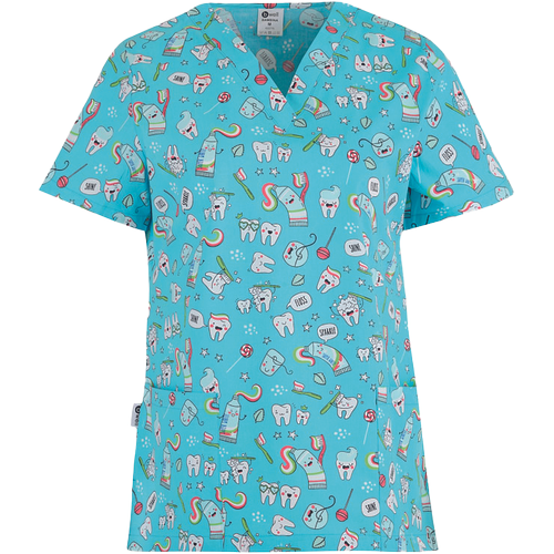 Zdravotná dámska blúza tyrkysovo zúbky