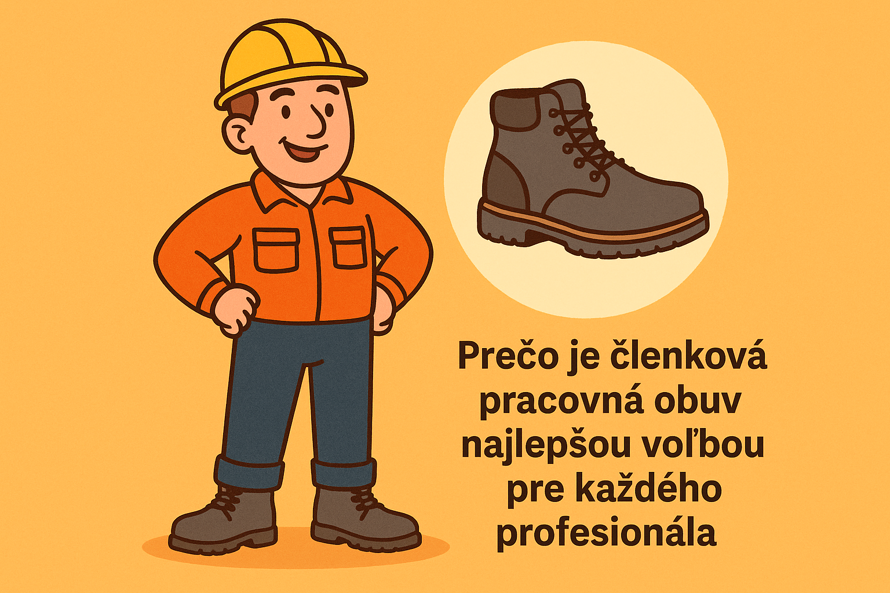 Detail členkovej pracovnej obuvi na pracovisku – bezpečná a stabilná pracovná obuv pre profesionálov.