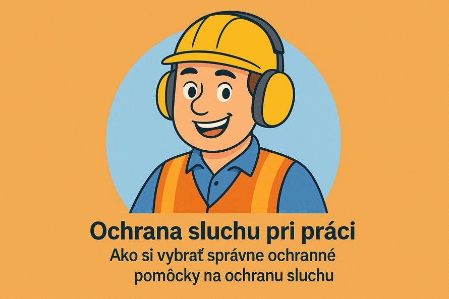 amestnanec v reflexnom odeve s ochrannými slúchadlami na ušiach počas práce v priemyselnom prostredí – ukážka správnej ochrany sluchu pri práci.
