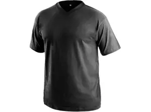 Tričko s krátkym rukávom DALTON, výstrih do V, čierna