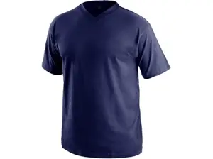 Tričko s krátkym rukávom DALTON, výstrih do V, tmavo modrá