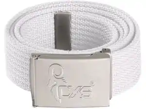 Opasok CXS JUROK, biely, 3,5 cm, 125 cm, textilná spona s logom CXS