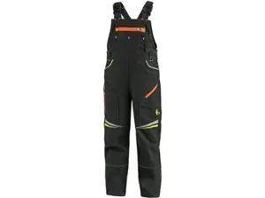 Detské nohavice CXS GARFIELD, čierne s HV žlto/oranžovými doplnkami