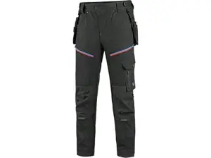 Nohavice CXS LEONIS, pánske, čierne s modro/červenými doplnkami