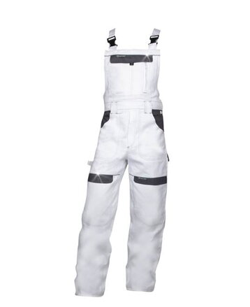 Skrátené nohavice s náprsenkou ARDON® COOL TREND bielo-sivé