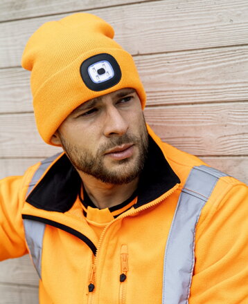 Zimná čiapka s LED svetlom ARDON® BOAST, oranžová hi-vis
