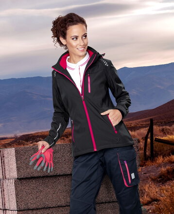 Bunda softshell ARDON® FLORET dámska, čierna (ružové zipsy)