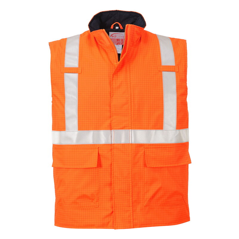 Nehorľavá antistatická vesta Bizflame Rain Hi-Vis