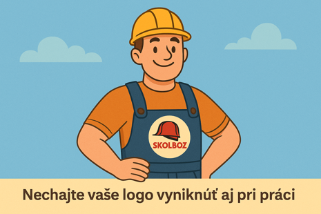 Skupina pracovníkov v jednotných pracovných odevoch s potlačeným logom firmy pri práci na stavbe – ukážka profesionálneho firemného oblečenia, ktoré spája bezpečnosť a reprezentáciu značky.