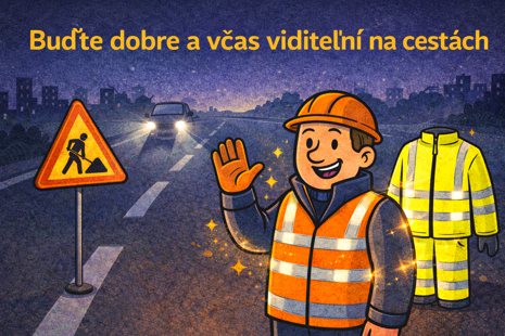 Chodec v reflexnej veste viditeľný na ceste v noci